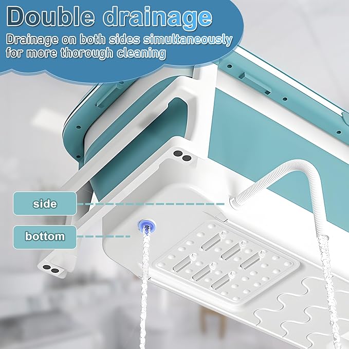 Portable Bathtub, 58/56/50/46 Inch Collapsible Bathtub, Freestanding Foldable for Adults, Folding Tub for Shower, Hot Bath, Ice Bath (Grey-A-130cm)