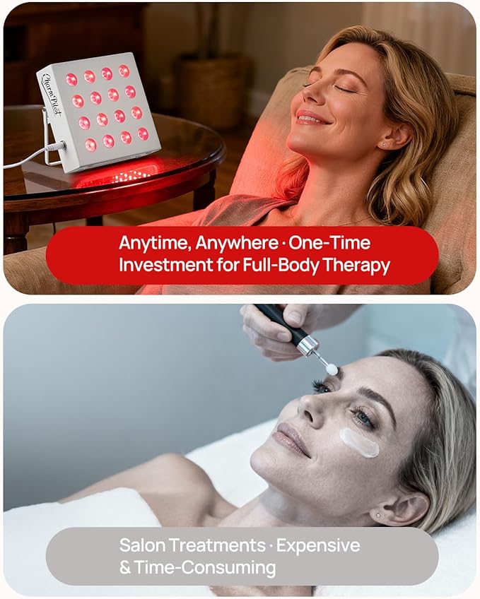 Red Light Therapy Panel for Body, 6 Wavelengths (630 nm, 660 nm, 810 nm, 830nm, 850 nm, 940 nm), 16LEDs, Near‑Infrared Light Therapy Device, Ease Discomfort and Revitalize Skin(White)