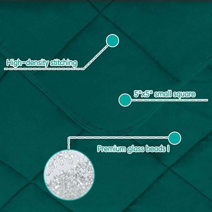 yescool Weighted Blanket (7 lbs, 41" x 60", Dark Green) Cooling Heavy Blanket for Sleeping Perfect for 60-90 lbs, Breathable Blanket with Premium Glass Bead, Machine Washable