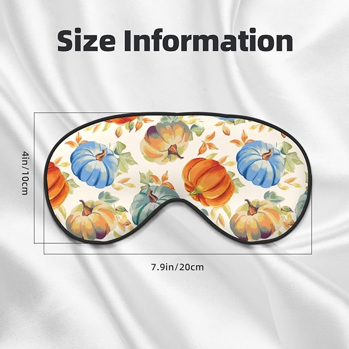 Watercolor Fall Pumpkin Sleep Mask Eye Mask with Adjustable Strap Eye Sleep Shade Cover Blocks Light for Women Men Airplane Travel Nap