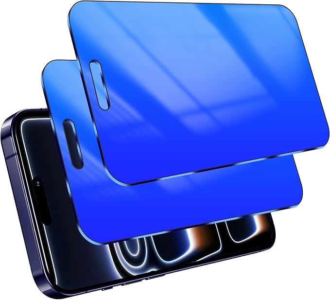 2 Pack Privacy Screen Protector for iPhone 17 Pro Gradient Colorful for iPhone17 Pro Tempered Glass Anti-Spy Full Coverage Easy Installation Frame Anti-Scratch (6.3 inch Blue)