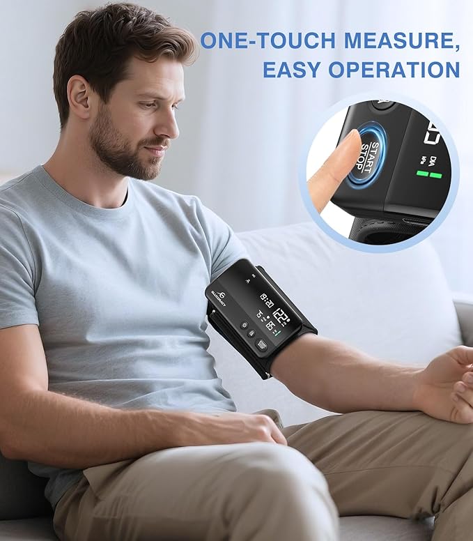 Glucoracy Upper Arm Blood Pressure Monitor, Rechargeable Blood Pressure Machine, Blood Pressure Monitors for Home Use, Portable One-Piece Design, Adjustable Wide Range Arm 10.6"-16.5", Large Display