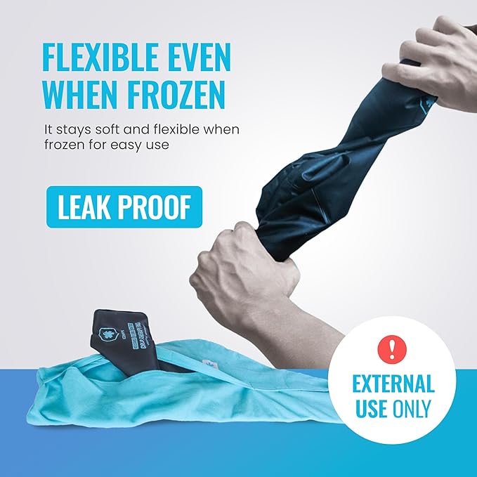 ICEWRAPS Clay Neck Ice Pack Wrap with Cover - 7"x28", Blue Long Reusable Cold Therapy Wrap | Relieves Chronic & Back Pain | Multipurpose Cold Pack