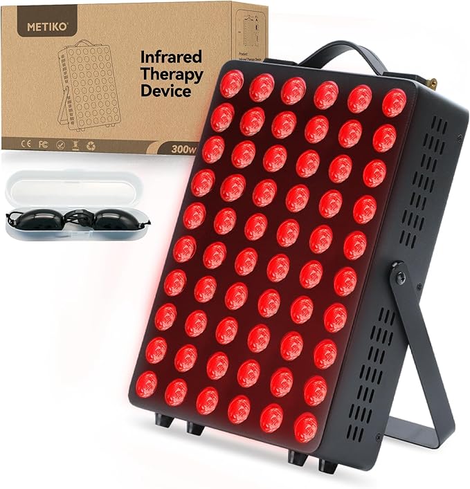 Red Light Therapy for Body, 660nm 850nm Near Infrared Light Therapy Panel with Stand and Handle, 60 Dual Chip LEDs, Ideal Xmas Gift, for Body, Face, Recovery, Sleep, Skin Health, Black