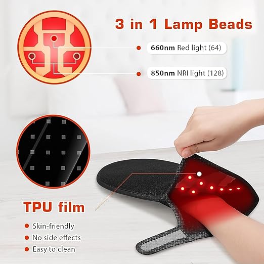 Viconor Red Light Therapy Device for Hands, Infrared-Light-Therapy-Gloves Finger Wrist, Led Near Infrared Carpal Tunnel