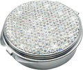 Bling Pill Case for Purse Medicine Vitamin Container Holder Pocket Pill Case Round Medicine Organizer for Vitamin/Fish Oils/Supplement Travel Medicine Kit (3 Compartment Silver)