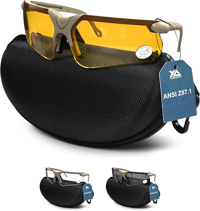 xaegistac Shooting Glasses with Case Anti Fog Hunting Safety Glasses for Adults