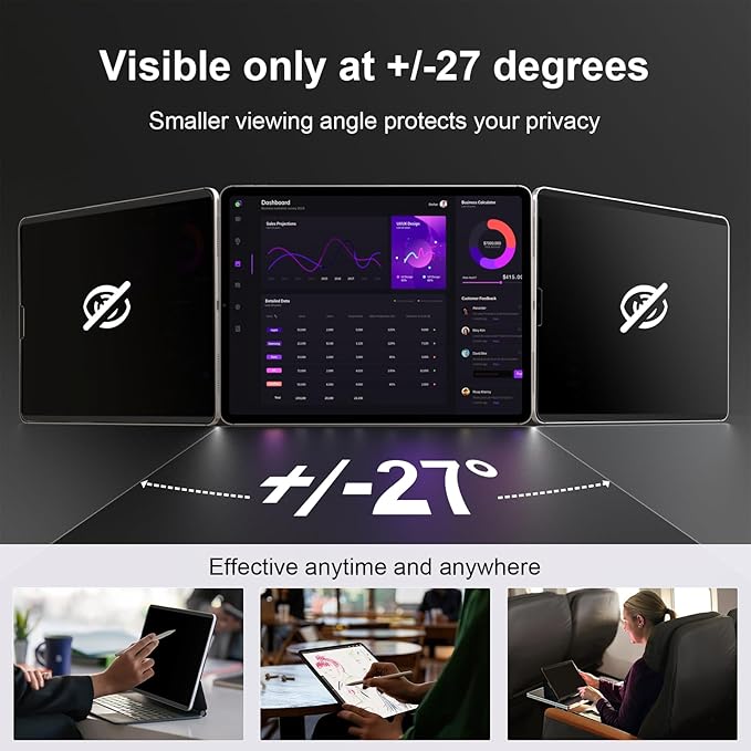 IPROKKO Magnetic Privacy Screen Protector Compatible With iPad Air 11 Inch M4 M3 M2 (2026 2025 2024, 8th 7th 6th), Removable Anti Blue Light Glare Spy Private Filter Black Security Screen Cover for School Office Cafe