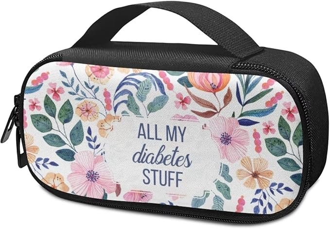 Rnyleeg All My Diabetes Stuff Insulin Cooler Travel Case Diabetic Medication Insulated Cool Organizer for Blood Sugar Test Strips, Medication, Glucose Meter, Pills, Tablets
