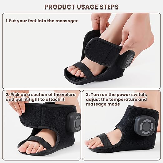 Emesak 3-in-1 Ankle Foot Massager with Vibration & Warmth - 360° Adjustable Compression Sleeve with 5 Intensity Levels, Wireless Rechargeable Design for Foot & Ankle Relaxation (1Pcs)