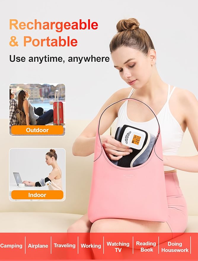 CAMECO 2-in-1 Cordless Elbow Massager with Heat for Tennis Elbow & Tendonitis Pain Relief, 5000mAh Battery & 104℉-140℉ Arm Heating Pad Sleeve with Vibration, Rechargeable Heated Elbow Wrap Brace