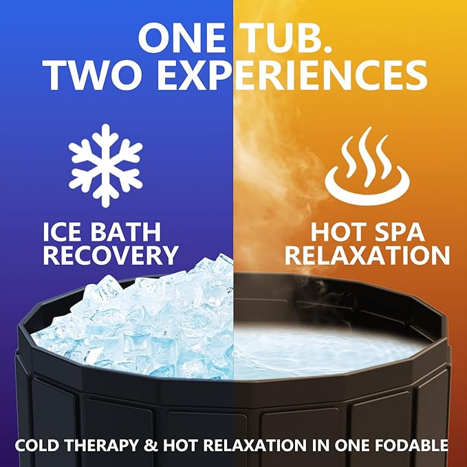 Portable Bathtub for Adult, Foldable Soaking Bathtub for Hot SPA&Ice Bath, Foldable Small Bathtub collapsible bathtub for Bathing, 6-layer Insulated portable tub,Space-Saving (black 25.9X41.3 IN)