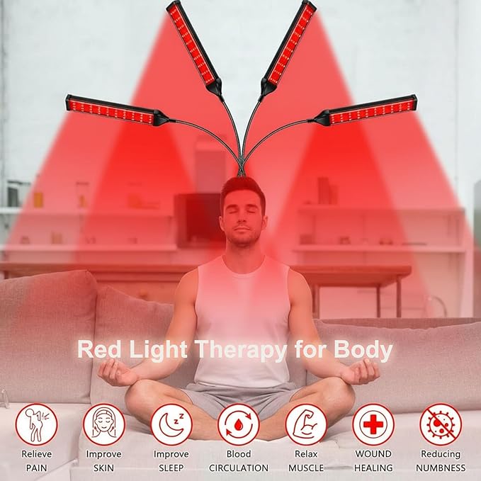 Red Light Therapy for Body Face with Stand,Infrared Light Therapy Lamp,660nm Red Light and Near Infrared 850nm for Back Pain & Muscle Recovery (Large Size)