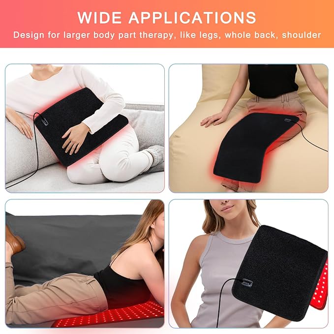 Red Light Therapy for Body, 19.8" x 12" Infrared Light Therapy Pad XL Large Red Infrared Heating Therapy Wrap Pad Belt for Back Shoulder Leg Relief Home Office Use, Ideal Gift