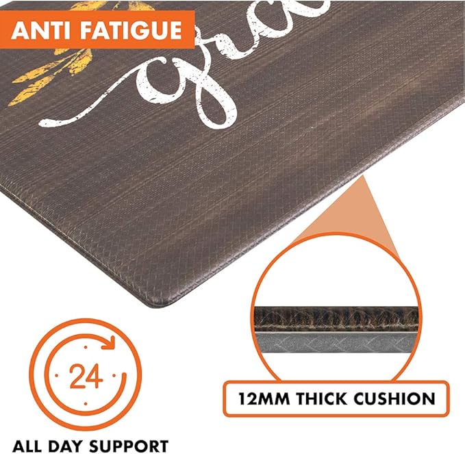 OPUX Anti Fatigue Kitchen Floor Mat, Reversible Cushioned Memory Foam Kitchen Rug Pad, Waterproof Non-Slip Padded Comfort Standing Mat Laundry Home 47x17 (Farmhouse Grateful Moroccan)