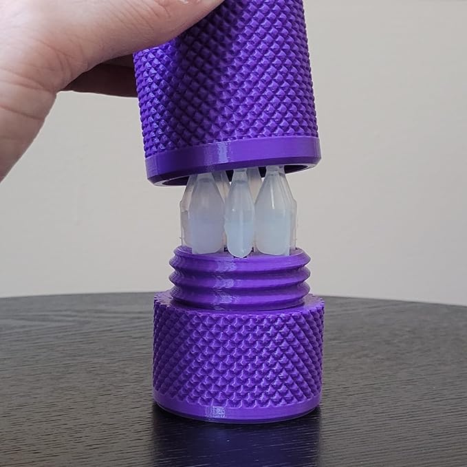 Eye Drop Vials Holder & Storage Case - Securely Store Seven (7) Single-Use Vials - Screw-On Lid, Knurled Pattern - Keep Vials Safe & Organized to Keep Track of Your Daily Usage (Purple)