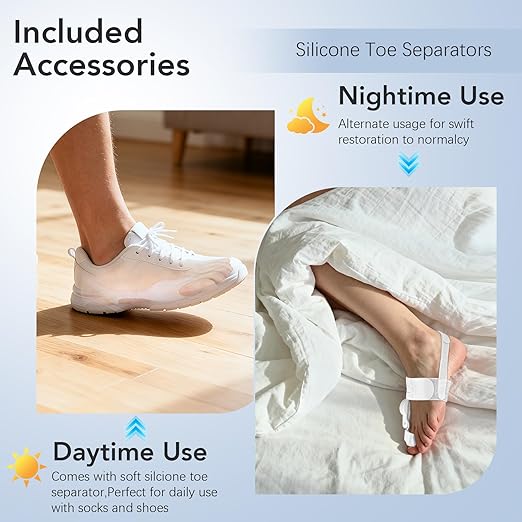 Bunion Corrector for Women Men: Big Toe Straightener Bunion Fix with Adjustable Knob-Orthopedic Bunions Splint Brace Toe Alignment Correction for Hallux Valgus Pain Relief Day/Night 1PCS (White)