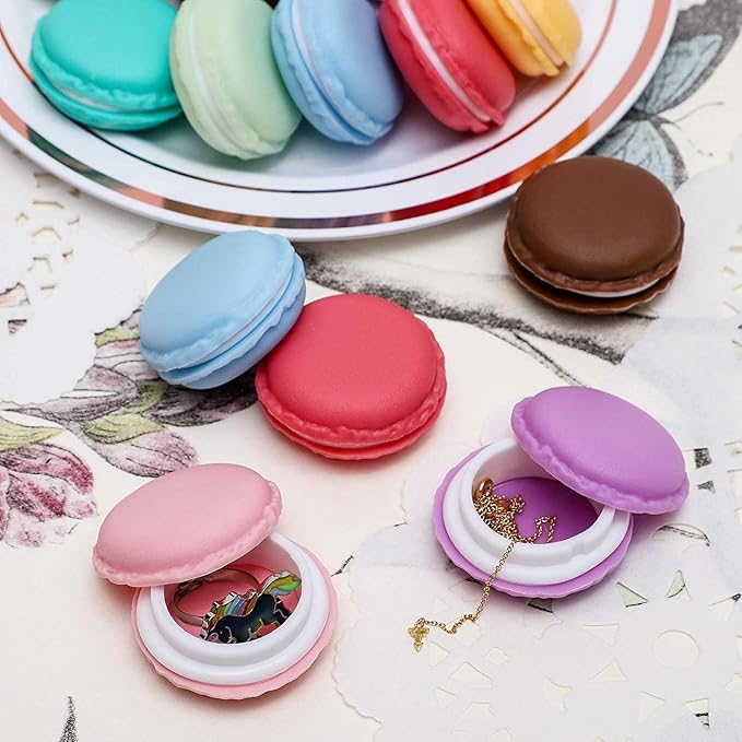 Juvale Macaron Pill Case - Macaron Jewelry Holder & Pill Box - Durable Mini Plastic Containers with Lids - 8 Colors, 1.7 in - Pack of 16