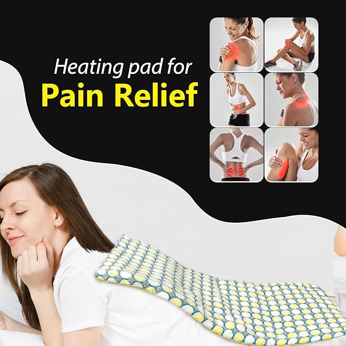 Full Weighted Heating Pad for Back Pain & Cramps Relief - 2.3lb Large Electric Heat Pad for Shoulder/Neck/Knee/Leg - Hot Heated Pad, Gifts for Women Men Mom Dad- (XL 12"x24" Yellow) - PYQ0H