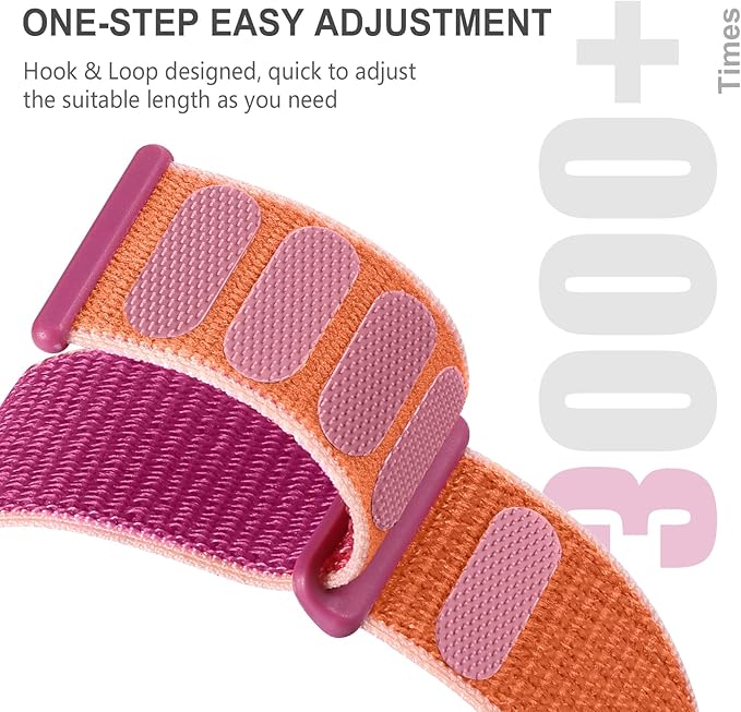 Getino Compatible with Fitbit Versa 3 4 Fitbit Sense/Sense 2 Bands for Woman Men, Adjustable Stretchy Nylon Band Sport Loop Strap Comatible for Fitbit Verasa 4 Wristbands Accessory, Pomegranate
