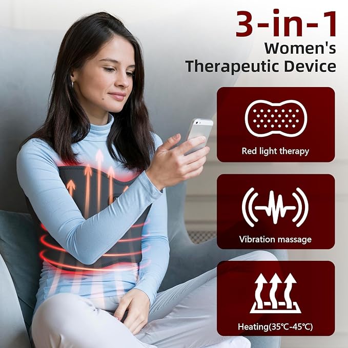Red Light Therapy Device for Chest – 130 LEDs 660nm, Vibration Massage, 3 Heat Levels (95°F /104°F/113°F) – Alleviate Breast Pain and Inflammation