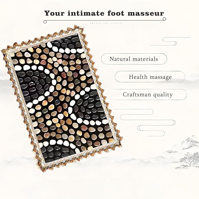LIYAOLI Foot Pebbles Massager Mat - Acupressure Reflexology Pad with Natural Cobblestones for Pain Relief, Improved Circulation & Relaxation for Tired Feet (23.6" x 15.7")