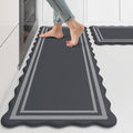 KIMODE Kitchen Mats Cushioned Anti Fatigue, Farmhouse Kitchen Rugs Sets of 2, Dark Grey Scalloped Rugs, Kitchen Floor Mat Non Slip, Comfort Standing Mat for Laundry Office Sink Desk 17"x47"+17"x29"