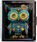 Metal Pill Organizer Box with Mirror – 8 Compartment Chrome Pill Case, Pocket-Size Travel Pill Container for Vitamins, Seniors, Daily Use (Whimsical Owl of Hearts)