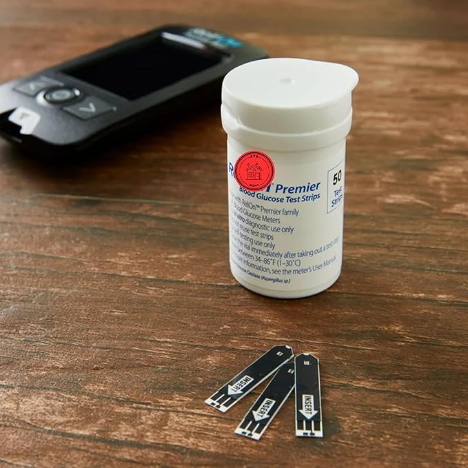 Premier Blood Glucose Test Strips | Blood Glucose Test Strip | Blood Sugar Test Strips | Premier Test Strips 50 Count + STS Sticker.