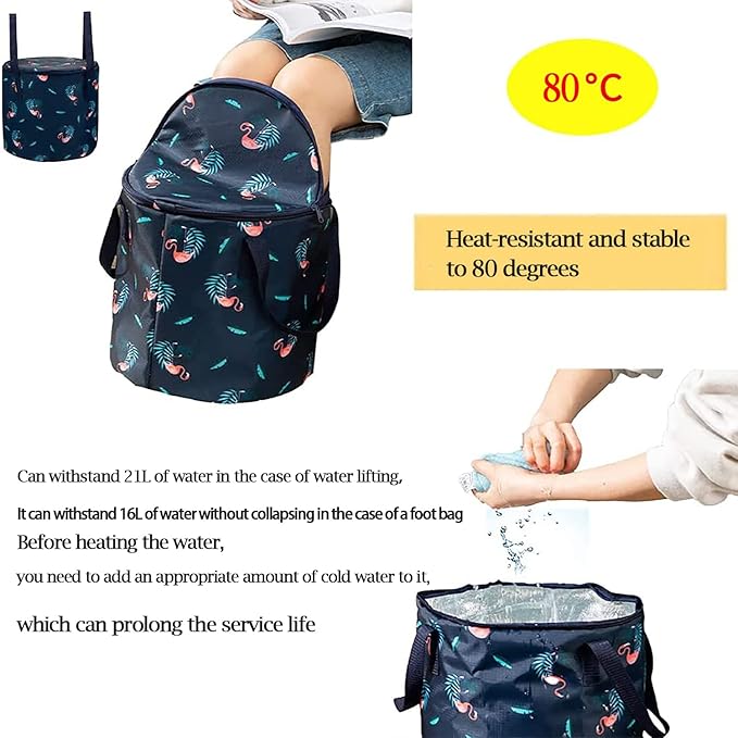 Collapsible Bucket for Soaking Feet, Portable Travel Foot Bath Tub, Insulated Foot Bath Bag with lid，Foot Soaking Bath Basin Portable, Foot Spa Soaking Feet Home Pedicure Basin Outdoor Camping
