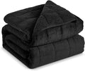 Sherpa Fleece Adult Weighted Blanket, 15 Pounds Dual Sided Soft Plush Blanket for Couch Bed Sofa, Heavy Thick Blankets with Glass Beads Great for Sleep, 60 x 80 inches, Black on Both Sides