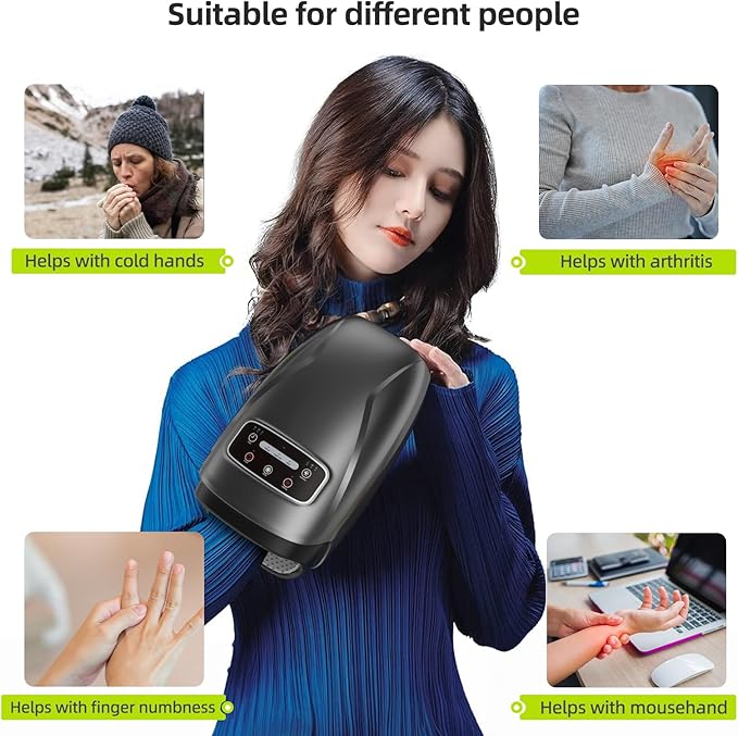 Hand Massager with Heat Cordless Rechargeable, 3 Heating, 3 Massage Mode 3 Instensity Type-C Charger