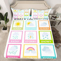Feelyou Kids Educational Bed Sheet Set Full Size, Weather Bedding Set Learning Fitted Sheet Boys Girls Kindergarten Teens Bedroom Decor (2 Pillow Cases and a Fitted Sheet)