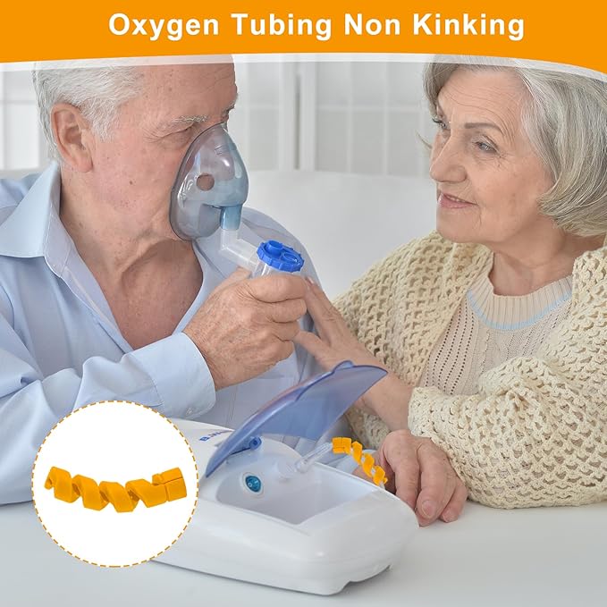 10 Pack Oxygen Tube Support Crimp Straightener for Portable Oxygen Concentrator, Oxygen Tubing Support for Oxygen Tank Oxygen Hose Nasal Cannula Oxygen Accessories (Yellow)