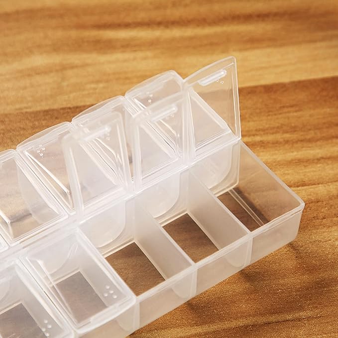 2 Pack OPP Clear Daily Pill Box Organizer, Am Pm Pill Organizer 7 Day, Weekly Pill Organizer 2 Times a Day for Pills, Supplements and Medication, Small Pill Box 7 Day, Medication Organizer