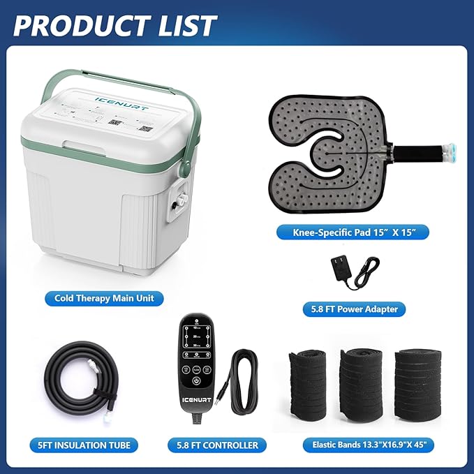Cold Therapy Machine with Programmable Timer, Ice Machine for Knee After Surgery, Knee Replacement Recovery System, Cryotherapy Pain Relief w/Compression Pad