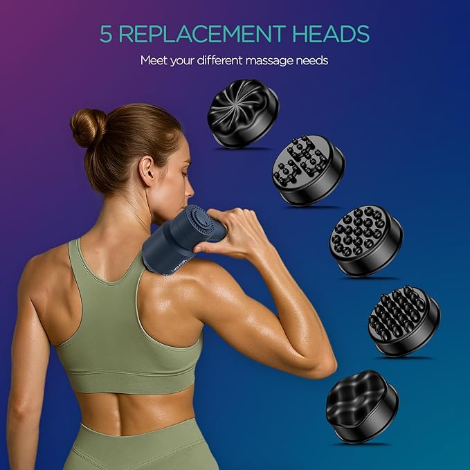 VOYOR-HEALTH Handheld Cellulite Massager, Electric Cellulite Remover Body Sculpting Massage with 5 Replaceable Heads for Arm,Thigh,Calves, Cordless & Rechargeable Deep Tissue Massager CM410 (Blue)