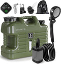 Portable Camping Shower with 5 Gallon Water Jug, 6000mAh Rechargeable Outdoor Camping Shower Kit, IPX7 Waterproof Pump BPA Free Water Containers Camp Essentials
