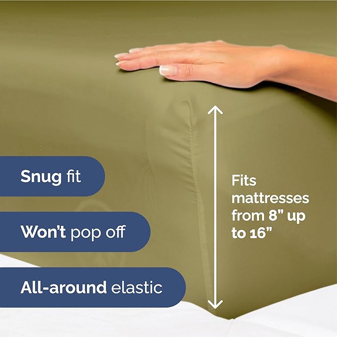 Full Size 4 Piece Sheet Set - Extra Soft, Breathable & Cooling Sheets - Hotel Luxury Durable Bed Sheets for Women & Men - Deep Pockets, Easy-Fit & Wrinkle-Free Sheets - Olive Yellow Oeko-Tex Sheets