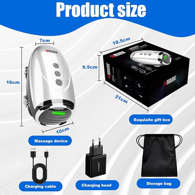 Cordless Handheld/Barber Massager Massager, Charge Neck/Legs/Hand/Face Massager, 2 Massage Nodes 2600AMH-(Silver)