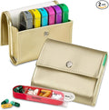 Weekly Travel Pill Organizer - (Set of 2) Medication Wallet Pill Box Reminders, Pill Container Dispenser Case, Vitamin Caddy Organizer, for 4 Times A Day, 7 Days a Week