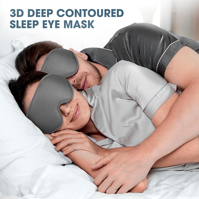 Sleep Mask | 99% Fully Block Out Light Eye Sleep Mask | Long Lash Extension | 3D Deep Contoured Eyes Cover Zero Pressure | Adjustable Straps | Sleep Travel Home Nap Rest Women Men (Grey)