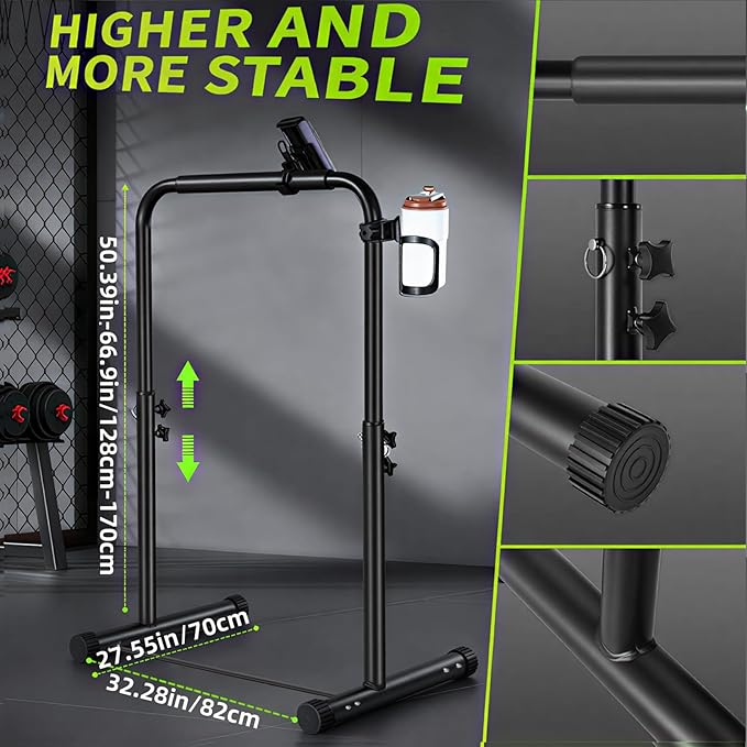 Walking Pad Handle Bar Only, Walking Pad Handle Bar with Phone Holder and Cup Holder, Adjustable Handrail Height from 50.39 to 66.9 Inch, Walking Pad 35.4 Inch Wide, Stable Design, Black