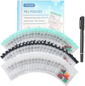 Serfeymi 114 Pcs Pill Pouch Bags for Travel Reusable Plastic Bags 3"x3" 12 mil (Double Sided) Translucent Zipper Pill Pouches for Medicine with Slide Lock & Writable Label, 1x Marker-White+Black+Green