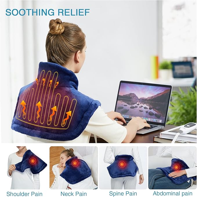 CAROMIO Weighted Heating Pad for Neck and Shoulders - UL Certified, 2.2lb Large Electric Fast Heating Pad for Pain Relief and Deep Pressure Therapy, 22"x19" Size for Neck Pain and Cramps