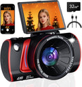 4K Digital Camera for Photography Autofocus,64MP WiFi Vlogging Camera with 3” 180° Flip Screen for YouTube,18X Zoom Travel Camera for Beginners,32GB Card & Rechargeable Battery (Black)