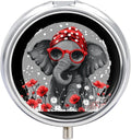 Elephant Mom Red Bow Travel Pill Organizer Portable Pill Case Daily Pill Box Pill Holder Container for Pocket Purse