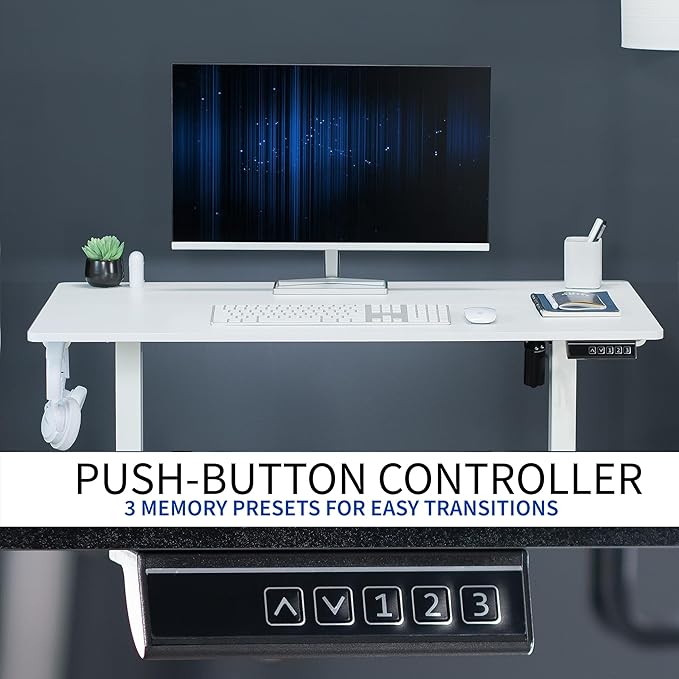 VIVO Electric 44 x 24 in Standing Desk, Memory Height Adjustment, White Top White Frame, DESK-E144W