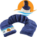 SunnyBay Microwave Heating Pad, Microwavable Heated Neck and Shoulder Wrap with Extra Coverage for Upper Back Pain Relief, Odorless Weighted Dual Purpose Cape for Moist Hot or Cold Therapy, Blue