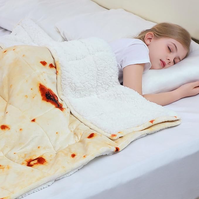 Aemicion Kids Weighted Blanket 7 Pounds Twin Size 41''×60'',Comfortable Soft Fluffy Sherpa Children Heavy Weighted Blankets for Sleeping All-Season,Cute Burrito Pattern for Boys Girls,Machine Washable